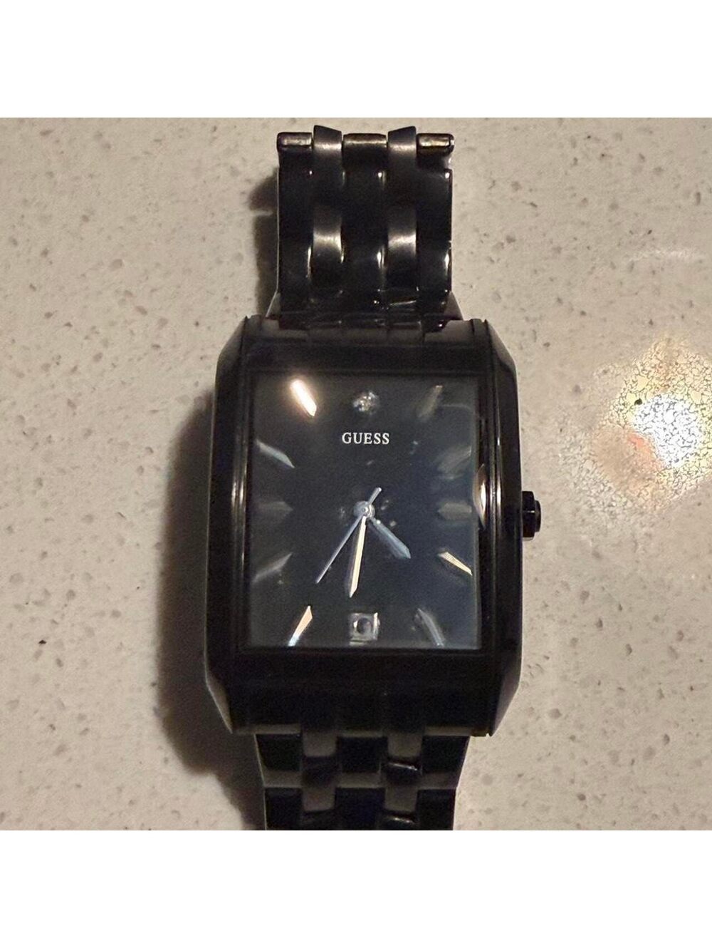 Guess Black Stainless Steel Men's Wristwatch with Rectanglar